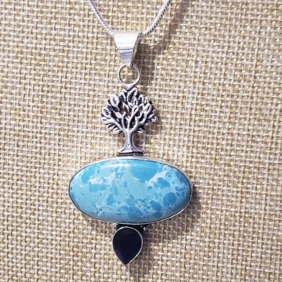 Hand Crafted Jewelry - Handmade Tibetan Turquoise Tanzanite 925 Necklace